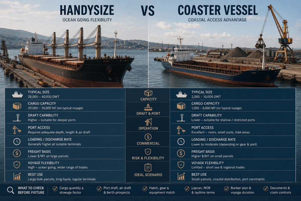 Handysize Versus Coaster Vessel Compared